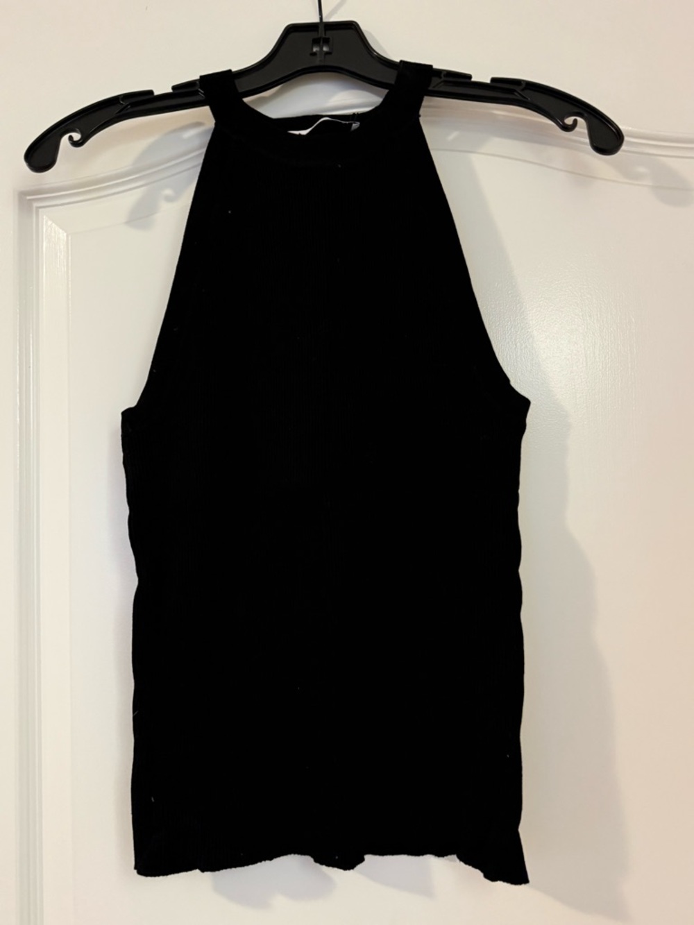 Zara Black Ribbed Halter Tank Top